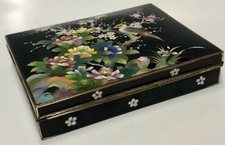 Rare Antique Japanese Meiji Period Cloisonné Bird & Floral Enameled Box