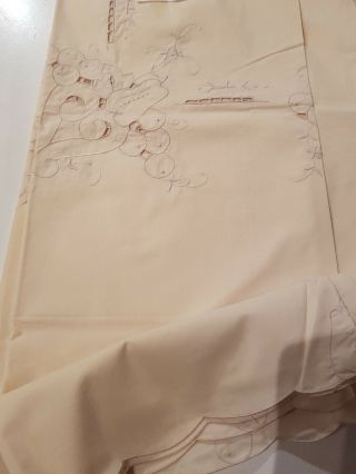 Vintage Orem Cream Madeira Style Tablecloth Embroidered Cut Work