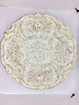 Antique Meissen Porcelain Gold Plated Large 12 1/2” Plate