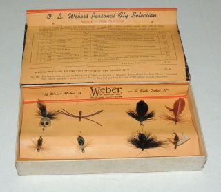Vintage Boxed Set Of O.  L.  Weber’s Personal Fly Selection