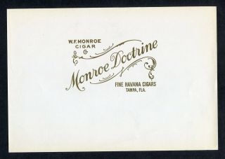Old Monroe Doctrine Cigar Label - Fine Havana - Tampa,  Florida