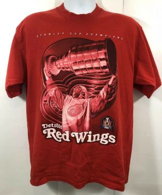 Vintage Pro Player Detroit Red Wings 1998 Stanley Cup Champs T - Shirt Mens Large