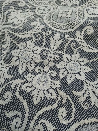 Handmade Cotton Bedspread Coverlet Neddle Filet Lace Bed Cover Vintage Antique