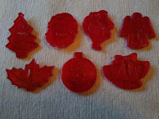 Cookie Cutter Set Vintage Christmas 1960s Red Santa Bell Holly Ball Angel Tree