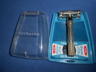 Vintage (h - 2) Gillette Fat - Boy Adjustable Safety Razor Set W/extra Blades