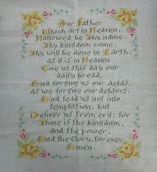 Vintage Completed Cross Stitch " The Lord 