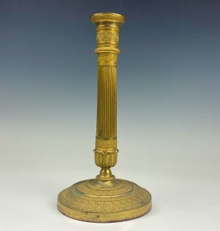 Antique French Neoclassical Gold Gilt Dore Bronze Column Candlestick Nr Mab