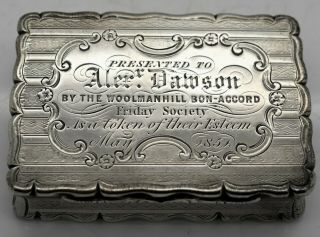 Good Victorian Sterling Silver Snuff Box.  Edward Smith 1850