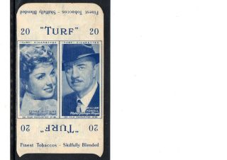 1949 Esther Williams And William Powell Turf Tobacco Card,  Rare Uncut Pair