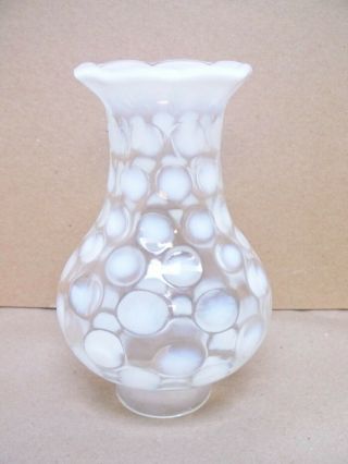 Vintage Clear Glass White Opalescent Coin Dot Hurricane Globe Oil Lamp Shades Nr
