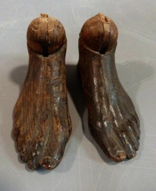A Rare 19th Century Hand Carved Artist’s Wooden Lay Figure Feet
