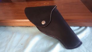 Vintage Black Leather Flap Holster For S&w Model 10 Revolver - 4 " Barrel