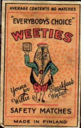 Matchbox Label Finland Weeties Average Contents 60