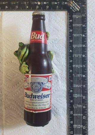 Vintage Budweiser Bottle And Frog Beer Tap Handle.  In