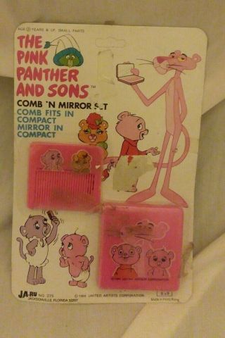 Vintage The Pink Panther And Sons Comb Mirror Set,  1984 Ja - Ru United Artists