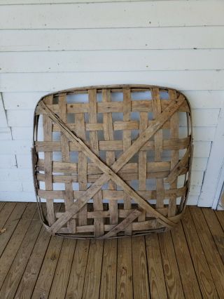Authentic Tobacco Basket Painted White On Rims.  Approximately 40 " X 40 "