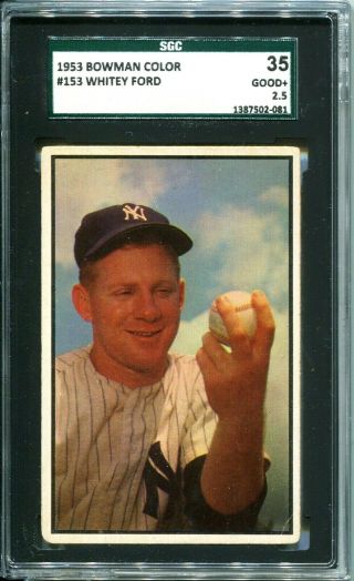 1953 Bowman Color Whitey Ford 153 York Yankees / Sgc 2.  5