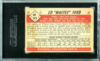 1953 Bowman Color Whitey Ford 153 York Yankees / SGC 2.  5 2