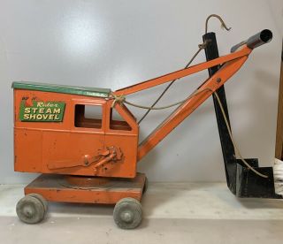 Untouched 1940’s Vintage Buddy L Rider Steam Shovel Construction Toy