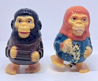 2 Vintage Little Walker Planet Of The Apes Cornelius & Dr Zaius Wind Up Toy 1967