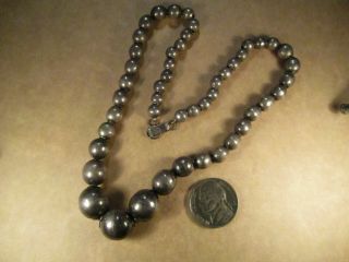 Vtg Sterling Silver Graduated Beaded Necklace,  Probably Mexico,  16.  25 ",  16g