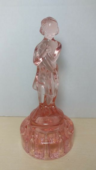 Vintage Cambridge Pink Depression Glass Draped Lady Nude Flower Frog Figurine