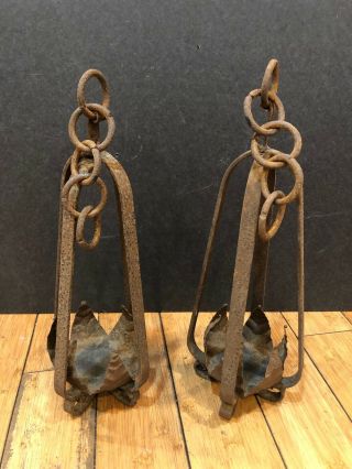 Antique Gothic Medieval Ceiling Hanging Candle Holders Wrought Iron