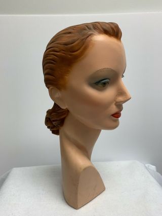 Antique Vintage 1940 ' s Mannequin Head Bust - Display,  Plaster 3