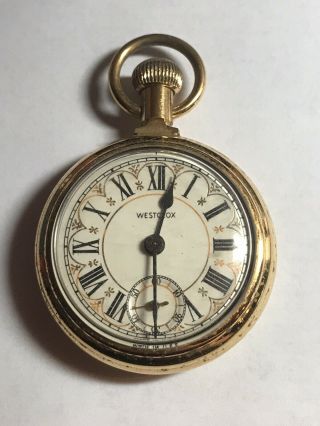 Ornate Dial Vintage Westclox Dollar Choo Choo Pocket Watch (d25)
