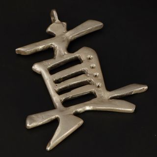 Vtg Sterling Silver - Chinese Symbol Solid Pendant - 59g