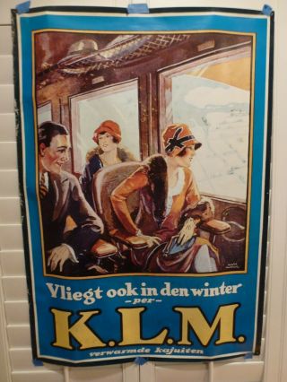 Authentic Klm Flying Dutchman Travel Poster Vintage Poster