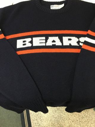 Vintage 80s Chicago Bears Sweater Nfl Pro Line Authentic By Cliff Engle Size L