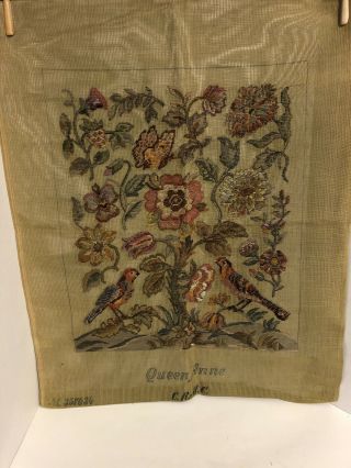 Vintage Completes Queen Anne Floral,  Bird Needlepoint Tapestry Canvas