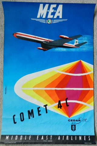 Vintage Airline Poster - Middle East Airlines Comet 4c