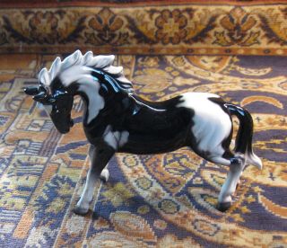 Vintage Ceramic Horse Figure Black & White Quality Japan 1950s