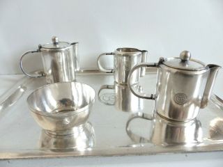 Ss Normandie First Class Very Rare Christofle Luc Lanel Silver Plated Tea Set
