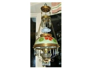 Victorian Hanging Parlor/library Oil Lamp Pat 