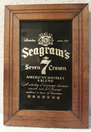 Rare Vintage Seagrams Seven 7 Crown American Whiskey A Blend Mirror Sign