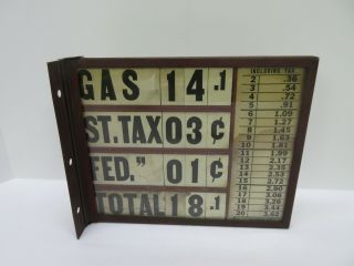 Early Rare Visible Gas Pump Station Double Sided Price Sign With Flange Mount
