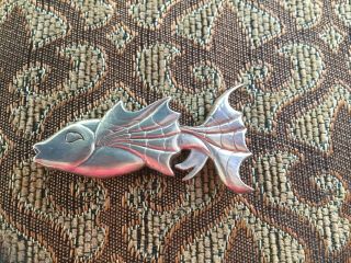 Vintage H&h Hand & Hammer Sterling Silver Fish Pin Broochs