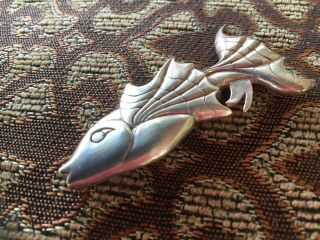 Vintage H&H Hand & Hammer sterling silver fish pin broochs 3