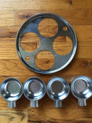 Vintage Revere Ware Stainless Steel Egg Poacher Insert And 4 Cups