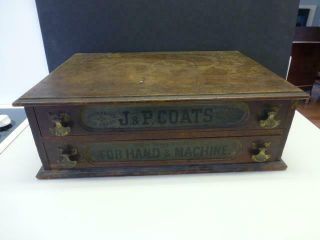 J.  P.  Coats 2 Drawer Spool Cabinet Pulls Country Store Chest Thread