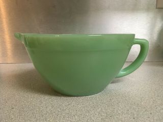 Vintage Fire King Oven Ware Jadeite Batter Bowl W/ 3/4 " Band,  Spout,  And Handle