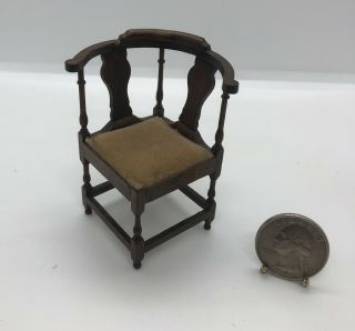 Miniature Dollhouse Corner Chair Handmade By Robert A.  Chucka Made Milwaukee Wi