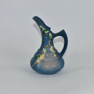 Vintage Roseville Pottery Snowberry Blue Ewer 1TK - 6 3