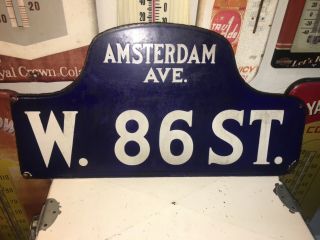 1917 Amsterdam Ave W.  86 St.  Nyc York City Porcelain Street Sign Double Sided