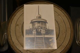 Vintage Rppc Postcard Put In Bay Boat Ship Passengers Dress Hats Real Photo