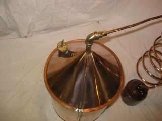 AWESOME ANTIQUE COPPER WHISKEY MOONSHINE STILL W/ COIL and MOONSHINE JUG LQQK 3