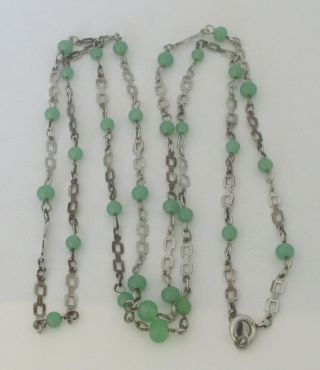 Vintage Jade - Green Glass Bead Necklace